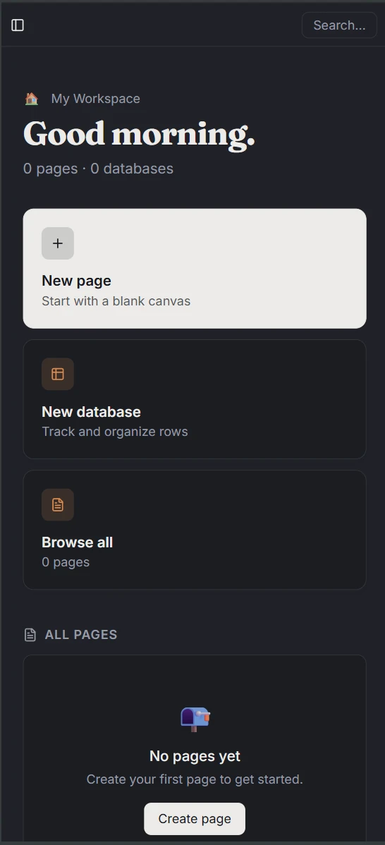 Notion clone — mobile 4