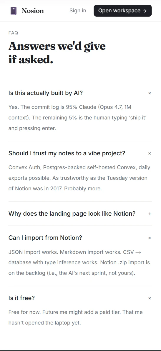 Notion clone — mobile 2