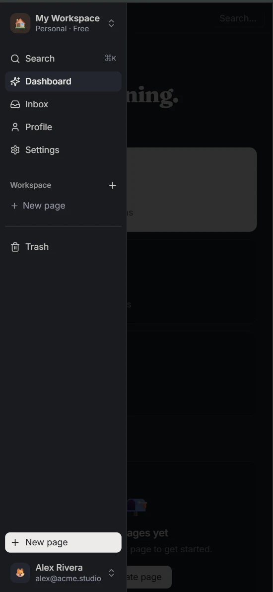 Notion clone — mobile 7